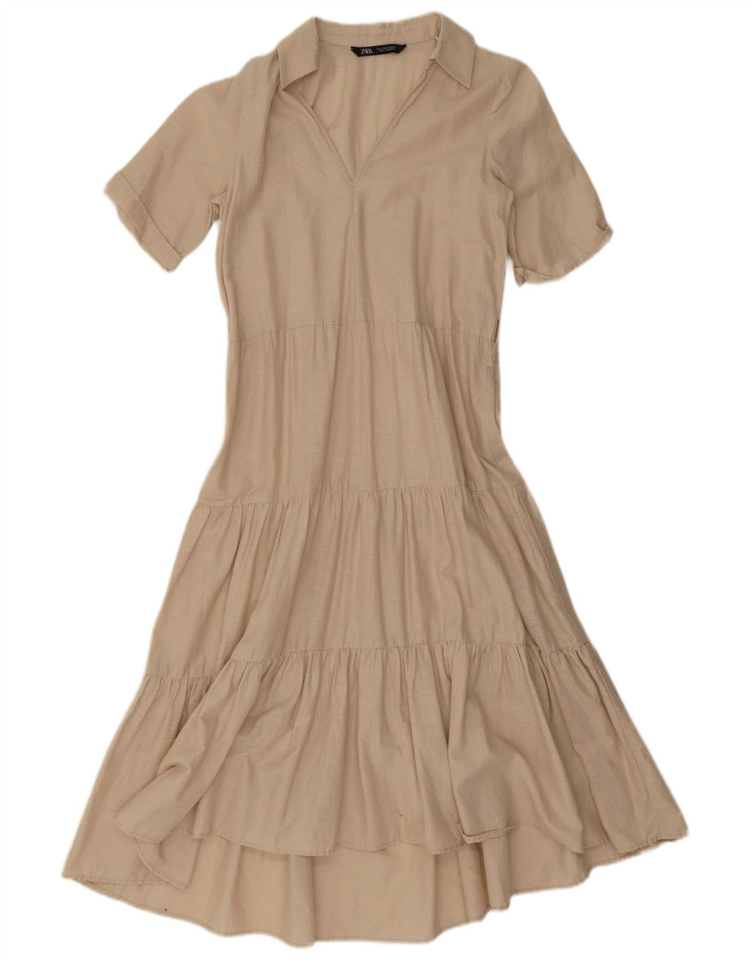 Zara Mujer Vestido Acampanado UK 40 Small Beige
