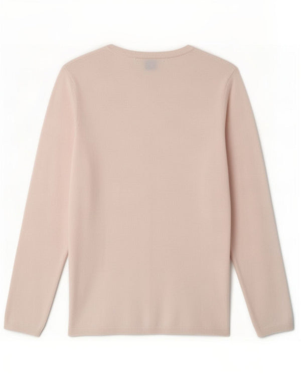 Tommy Hilfiger Suéter con cuello en V para mujer UK 10 Small Pink Cotton