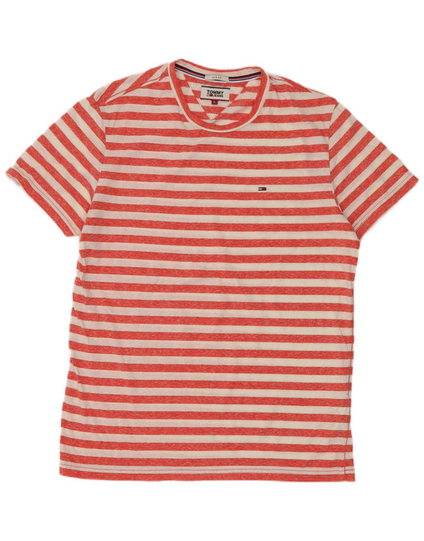 Tommy Jeans Hombre Slim Fit Camiseta Top Grande Poliéster A Rayas Rojas
