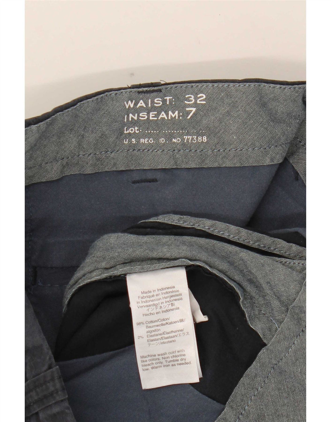 J. Crew Pantalones cortos chinos para hombre W32 Algodón azul marino mediano