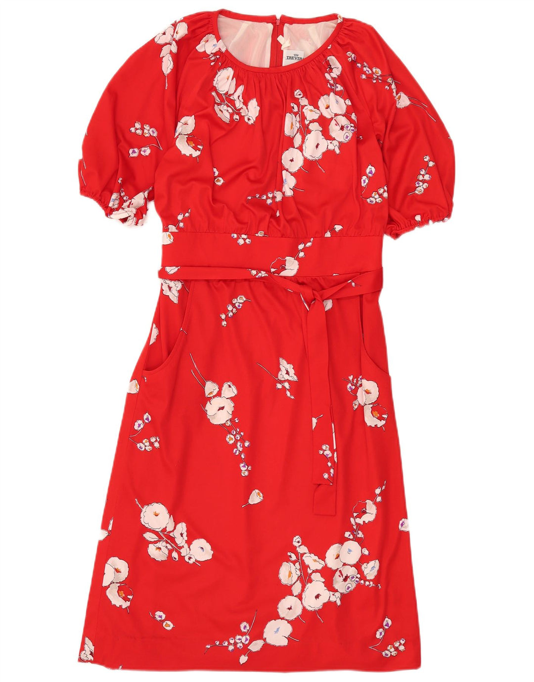 Vestido Trevira Mujer IT 40 Small Rojo Floral Poliéster