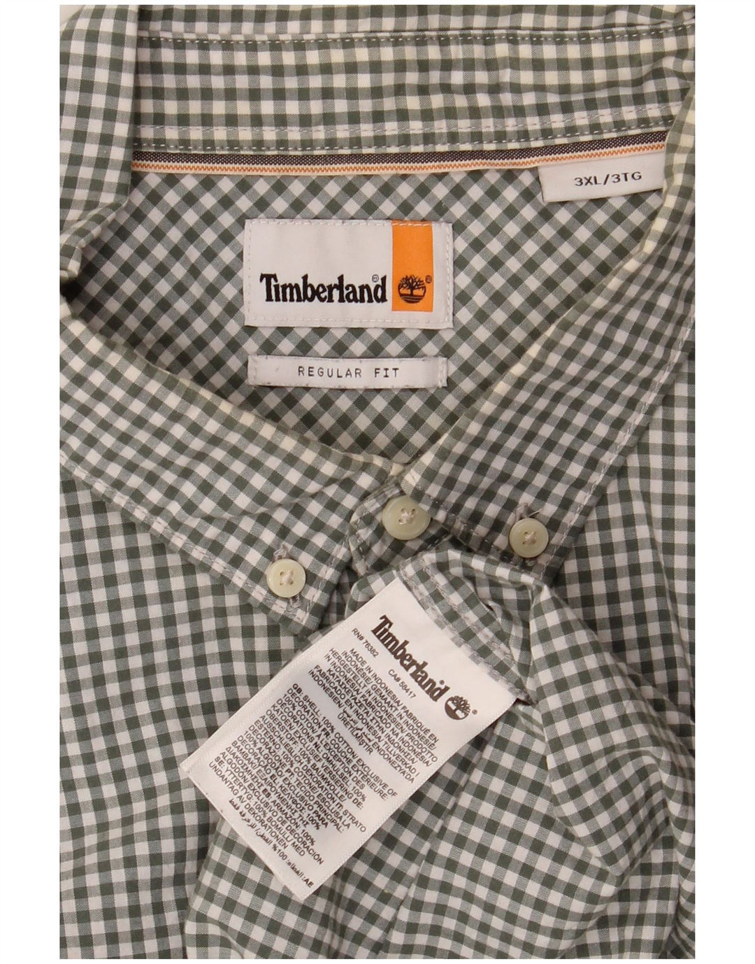 TIMBERLAND Camisa de corte regular para hombre 3XL Algodón a cuadros verde