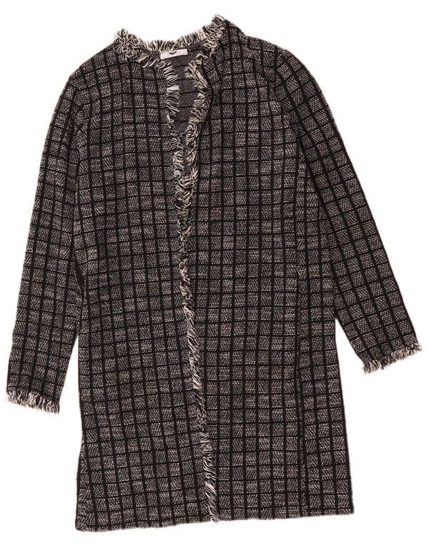 Zara Mujer Suelto Cárdigan Suéter UK 44 Medio Negro Geométrico