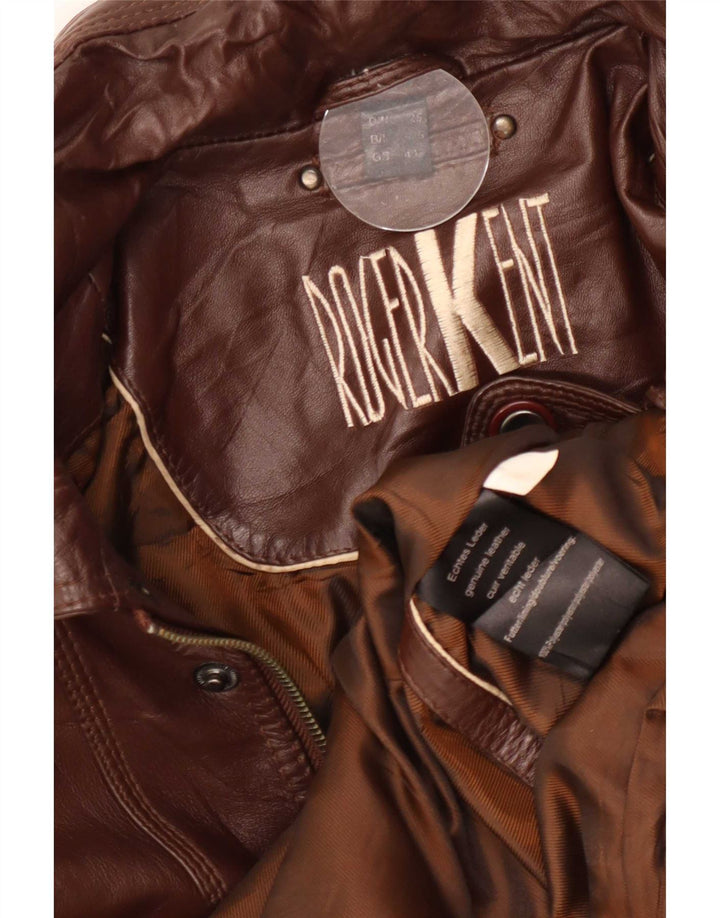 Roger Kent Chaqueta de cuero para hombre Reino Unido 40 Grande Marrón