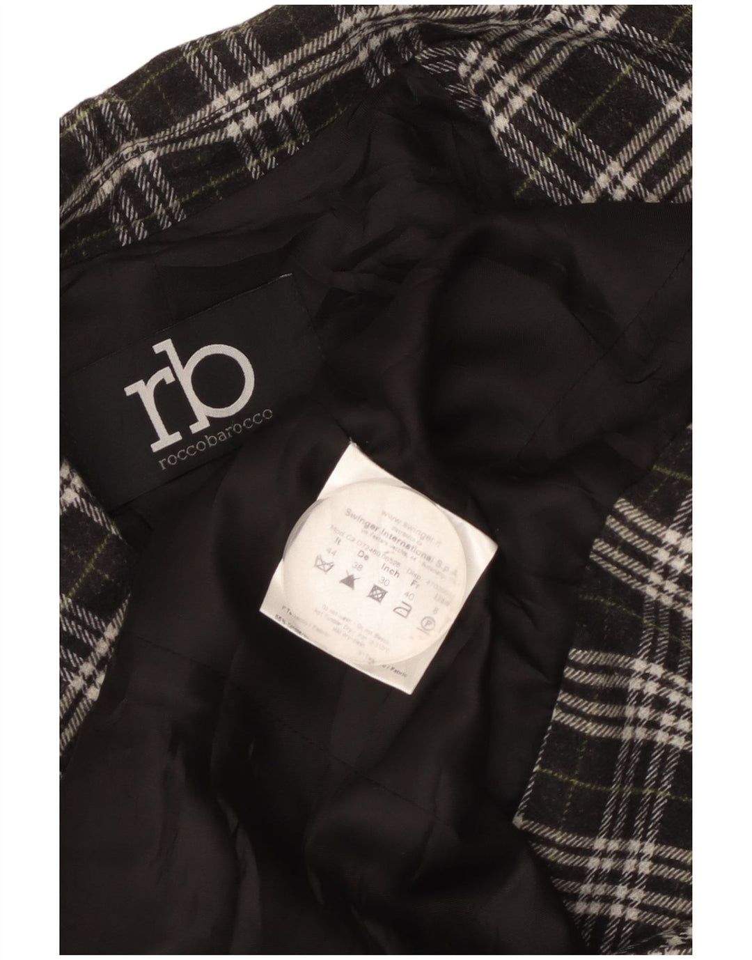 Roccobarocco Chaqueta Blazer De 2 Botones Para Mujer IT 44 Algodón A Cuadros Negro Mediano