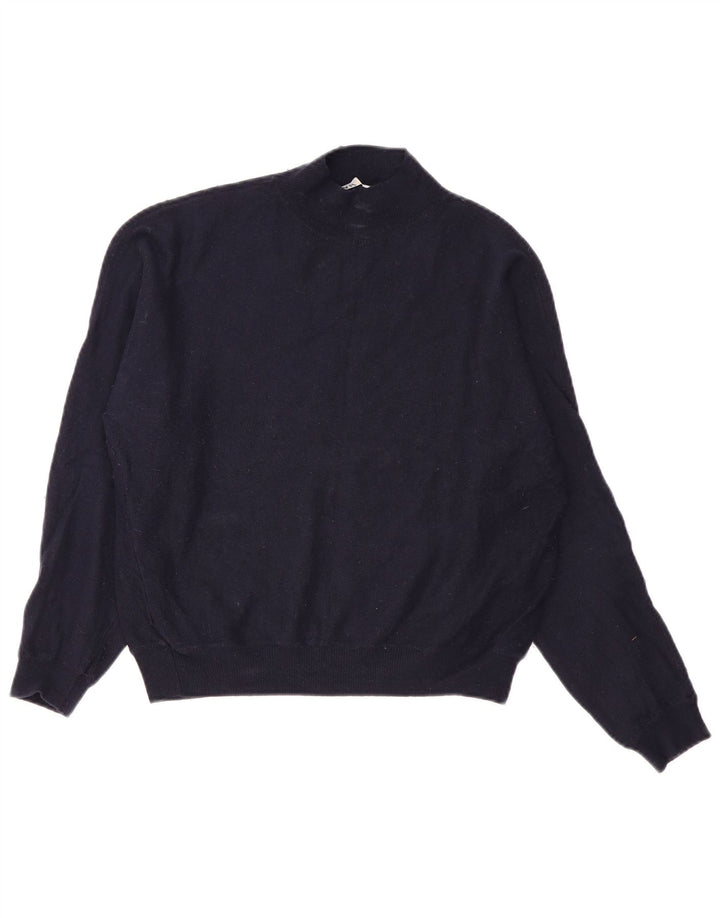 Zara - Jersey con cuello alto para mujer, talla 40, talla mediana, nailon azul marino