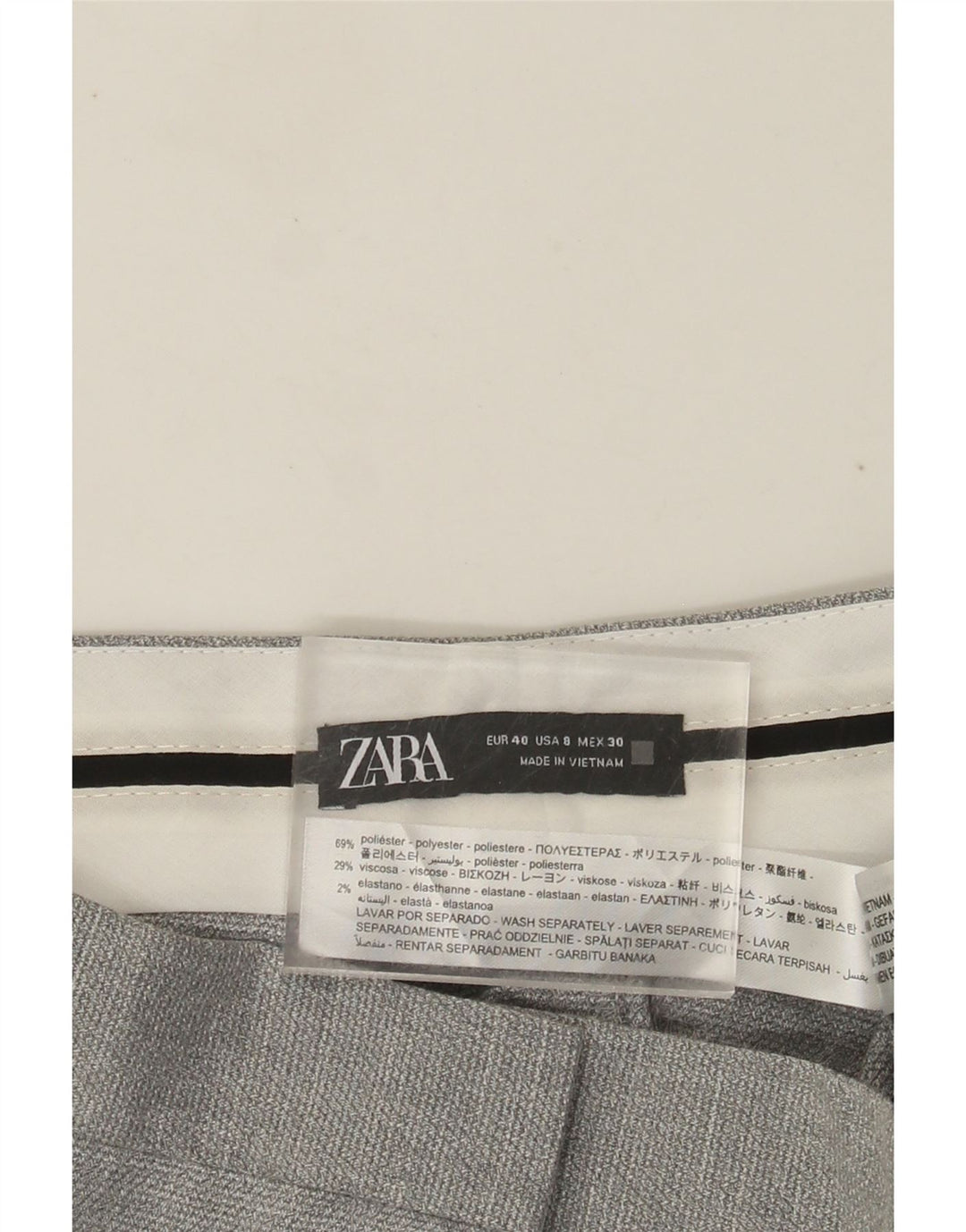 ZARA Mujer Pantalón Traje Recto EU 40 Medium W30 L26 Gris Poliéster