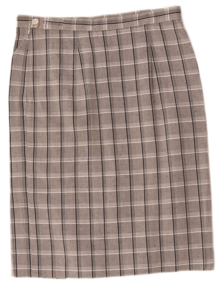 Falda recta vintage para mujer W30 Cuadro gris medio