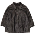 Vintage mujer 5 botones cuero Blazer chaqueta IT 52 2XL negro