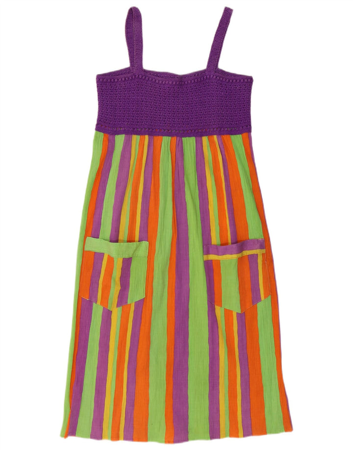 Vintage mujer Sundress Reino Unido 8 pequeño multicolor rayas