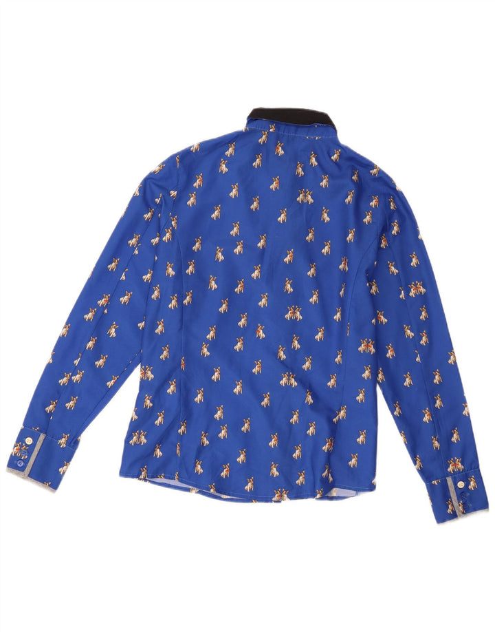 Ted Baker Camisa Mujer Talla 2 Pequeña Azul Estampado Animal Poliéster