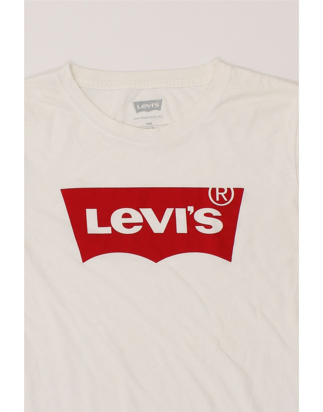 LEVI'S Boys Graphic Top Long Sleeve 13-14 Years White Cotton Vintage Levi's and Second-Hand Levi's from Messina Hembry 