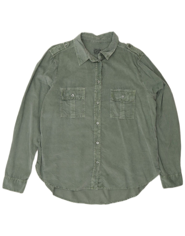 Guess Camisa militar de pana extragrande para mujer Reino Unido 12 Algodón verde medio