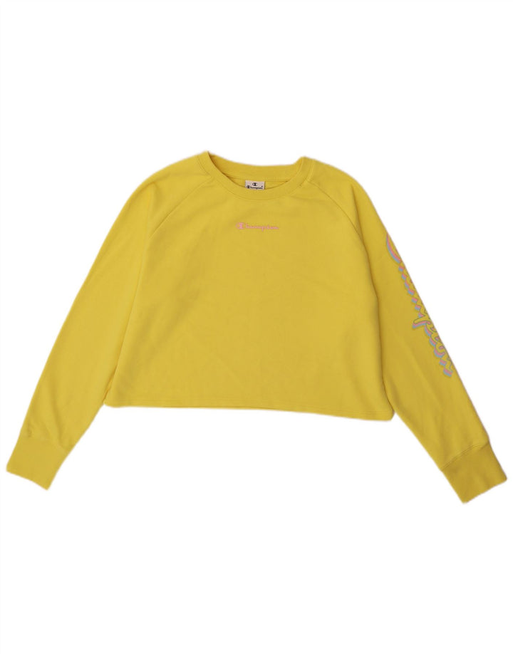 Champion Sudadera Crop Graphic para Mujer UK 14 Medium Yellow