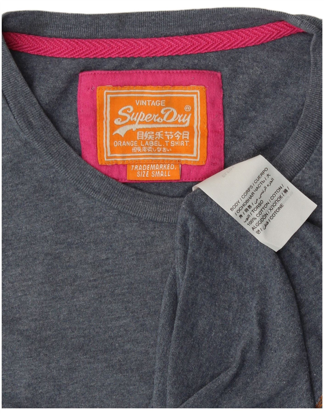 SUPERDRY Hombre Camiseta Top Small Azul Marino Algodón