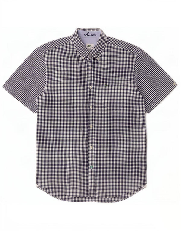 Camisa Lacoste Manga Corta Hombre Talla 40 Medium Azul Marino Vichy