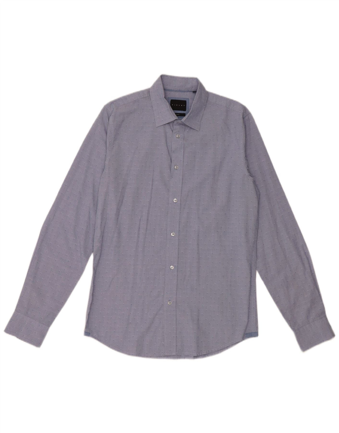 SISLEY Camisa Slim Fit para hombre Talla 39 15 1/2 Medio Azul Moteado