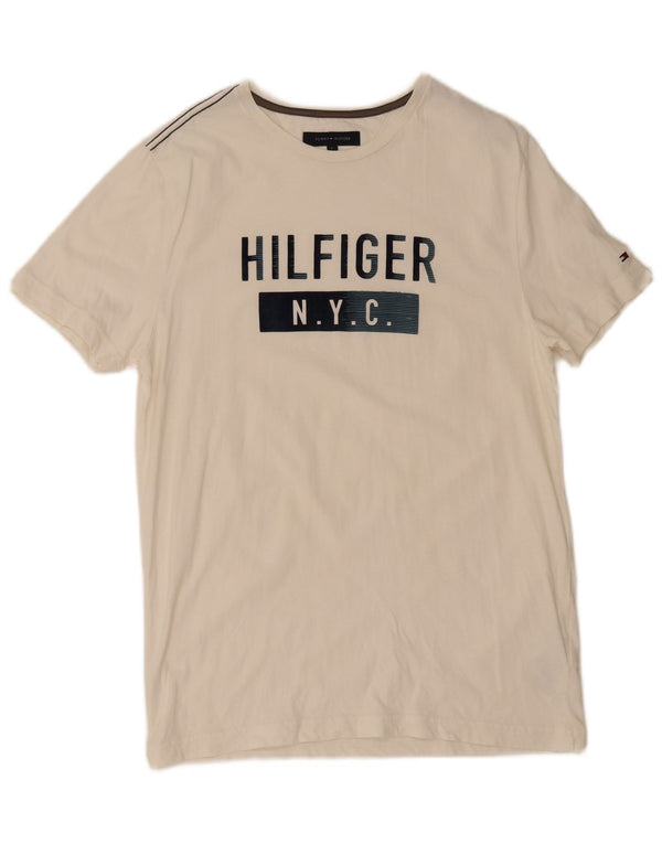 Tommy Hilfiger Camiseta gráfica para hombre Top grande de algodón blanco