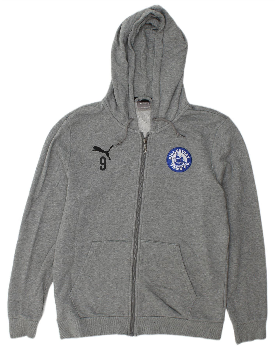 Puma Sudadera con capucha y cremallera gráfica para hombre de algodón gris medio