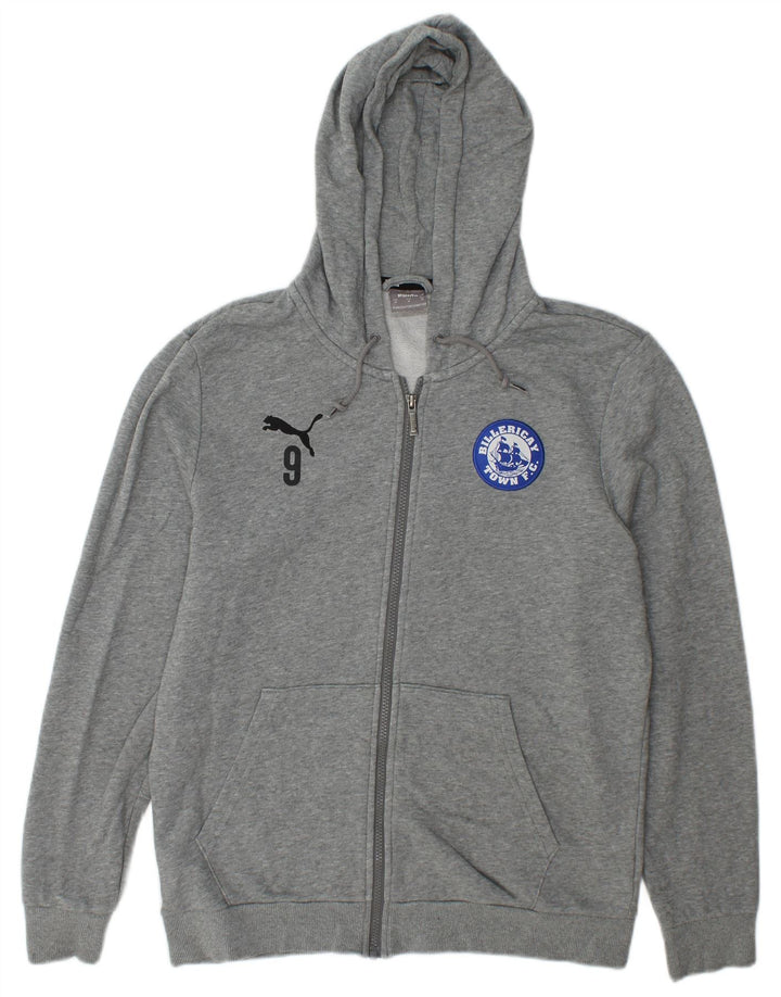 Puma Sudadera con capucha y cremallera gráfica para hombre de algodón gris medio