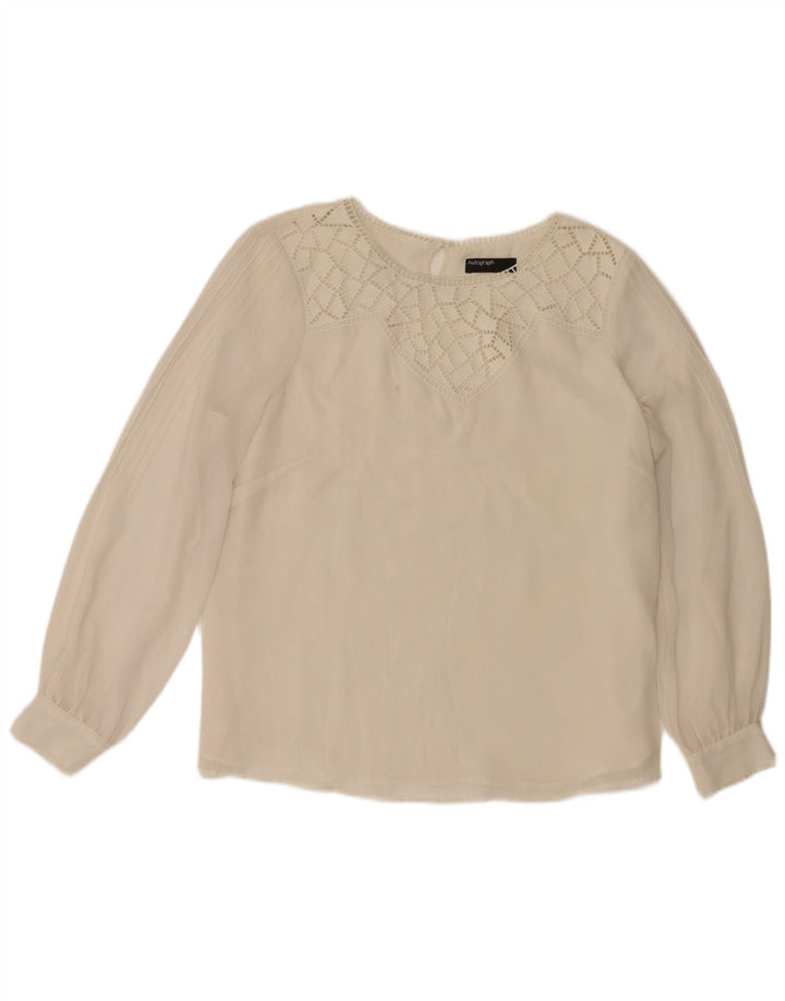 Marks & Spencer Blusa de manga larga autógrafo para mujer UK 46 Large Beige