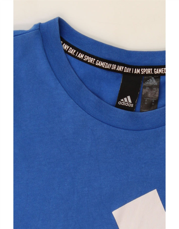 ADIDAS Mens Graphic T-Shirt Top Medium Blue Cotton Vintage Adidas and Second-Hand Adidas from Messina Hembry 