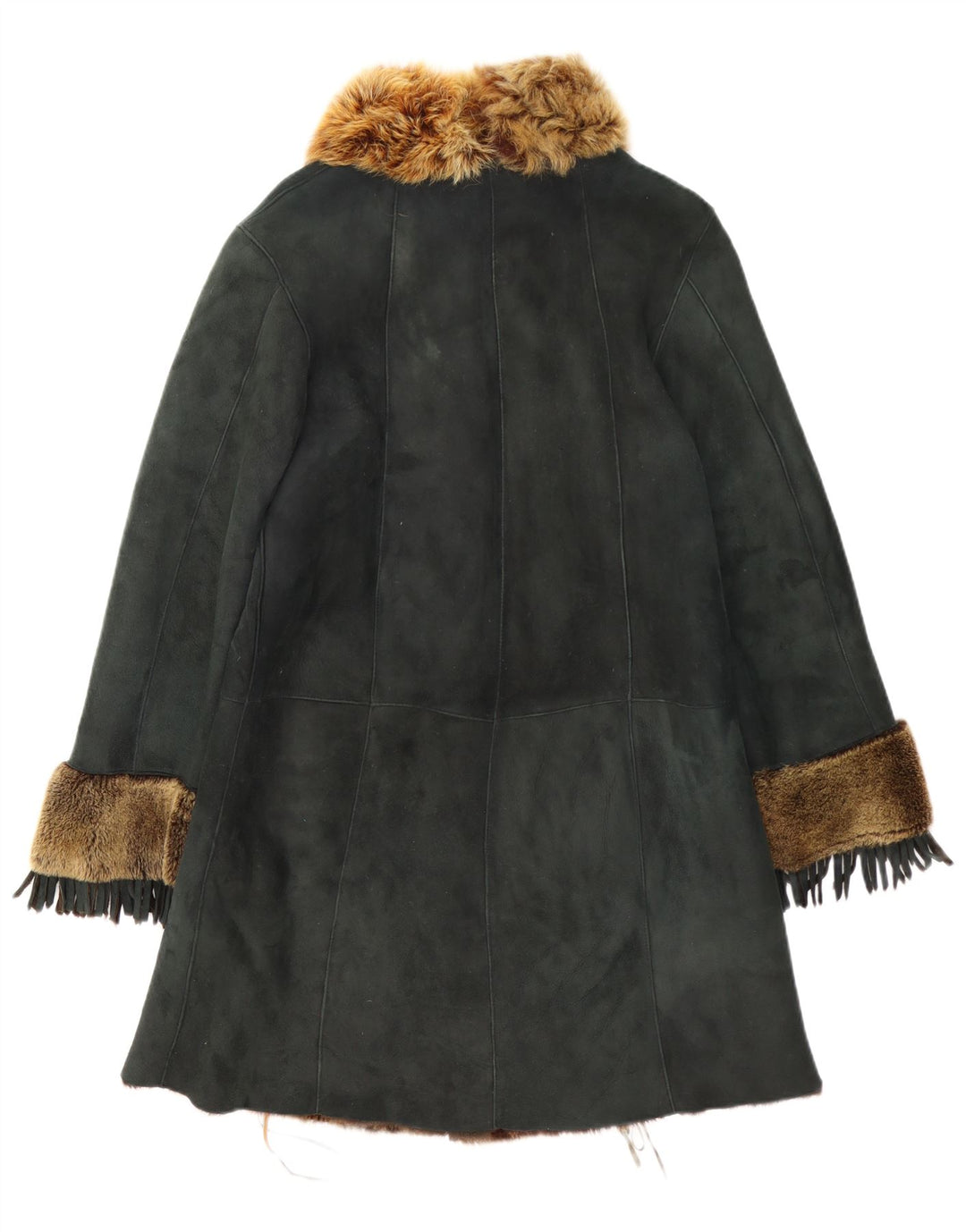 Abrigo de Mujer Vintage de Piel de Oveja Reino Unido 12 Mediano Verde