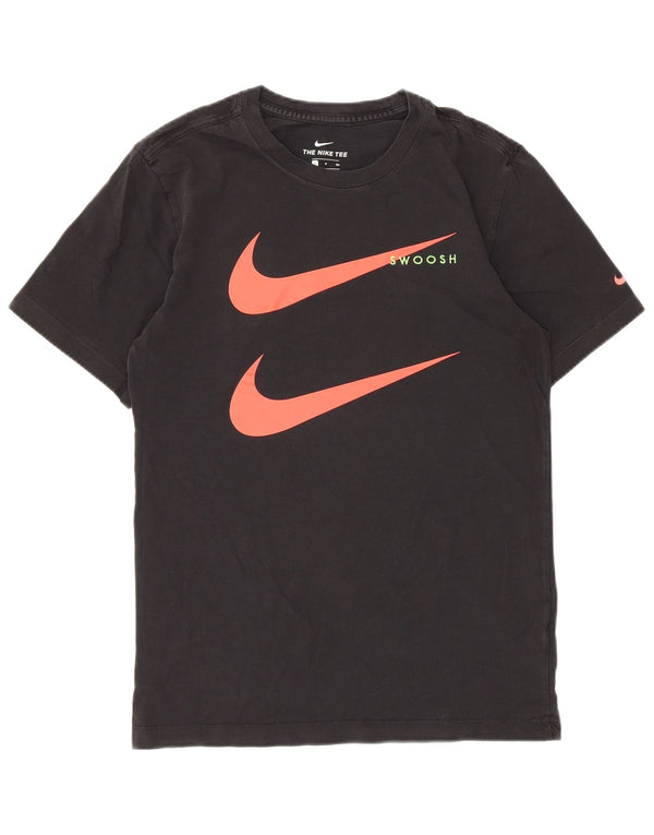 Nike Camiseta con gráfico Swoosh para hombre, talla pequeña, algodón negro
