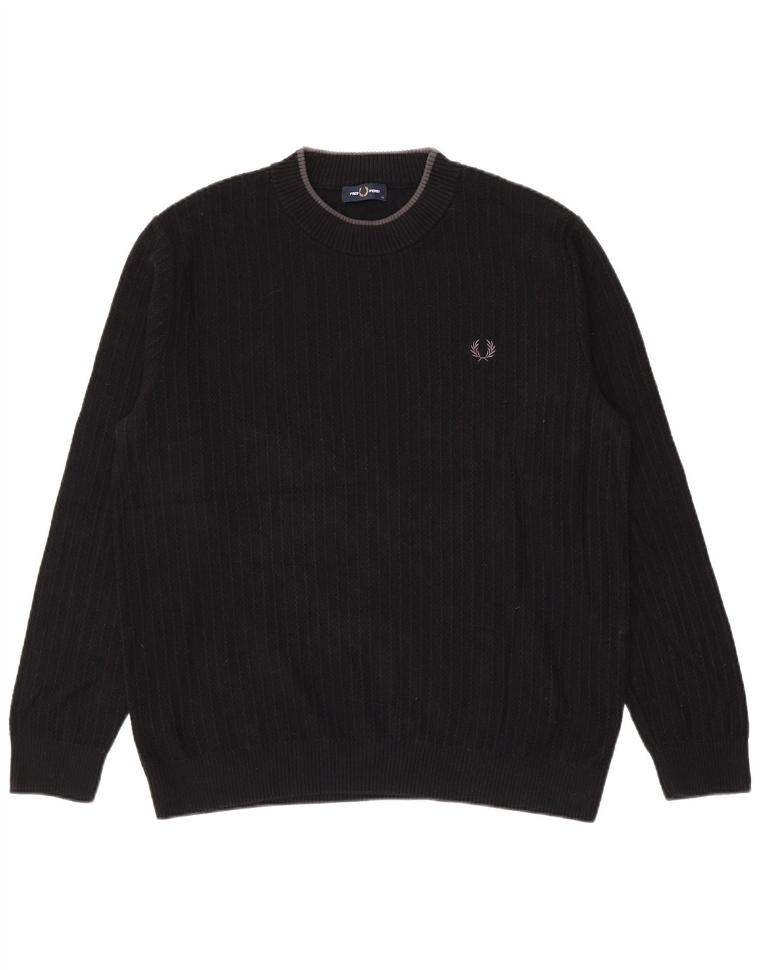 Fred Perry Jersey De Cuello Redondo Para Hombre XL Algodón Negro