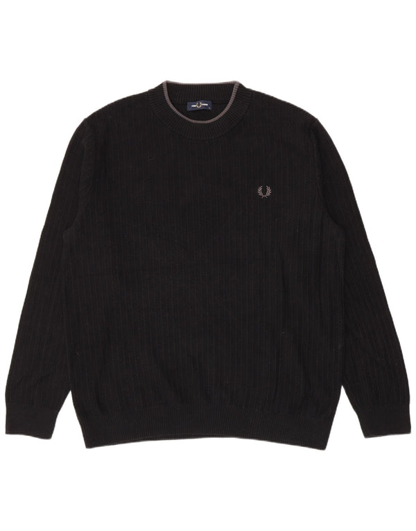 Fred Perry Jersey De Cuello Redondo Para Hombre XL Algodón Negro