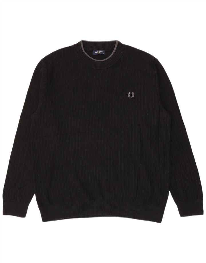 Fred Perry Jersey De Cuello Redondo Para Hombre XL Algodón Negro