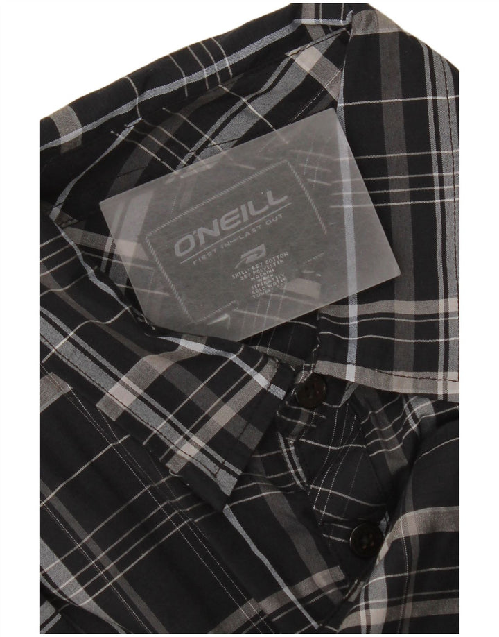 O'Neill Hombre Camisa De Manga Corta De Algodón A Cuadros Negro Mediano