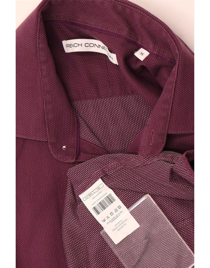 French Connection Camisa para hombre Talla 15 Algodón con manchas moradas medianas