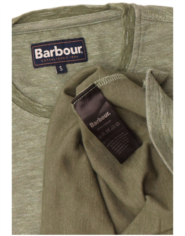 Barbour Hombre Camiseta Top Small Verde Algodón Moteado