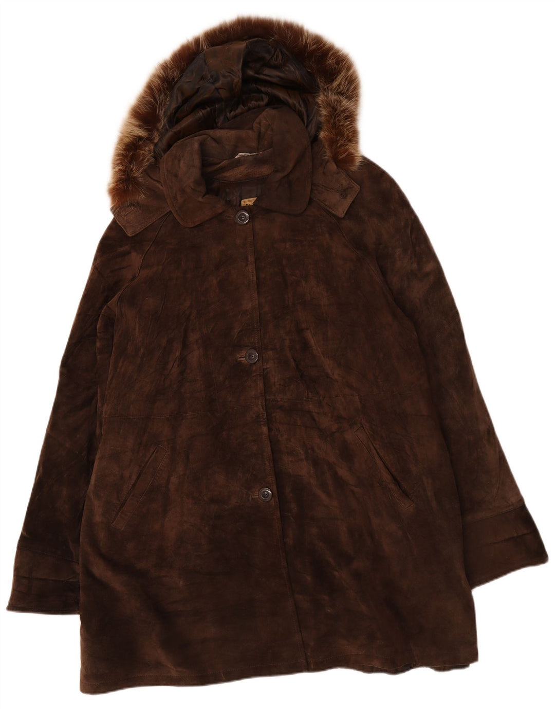 Abrigo Privilegi Mujer Oversize De Ante Con Capucha IT 48 XL Cuero Marrón