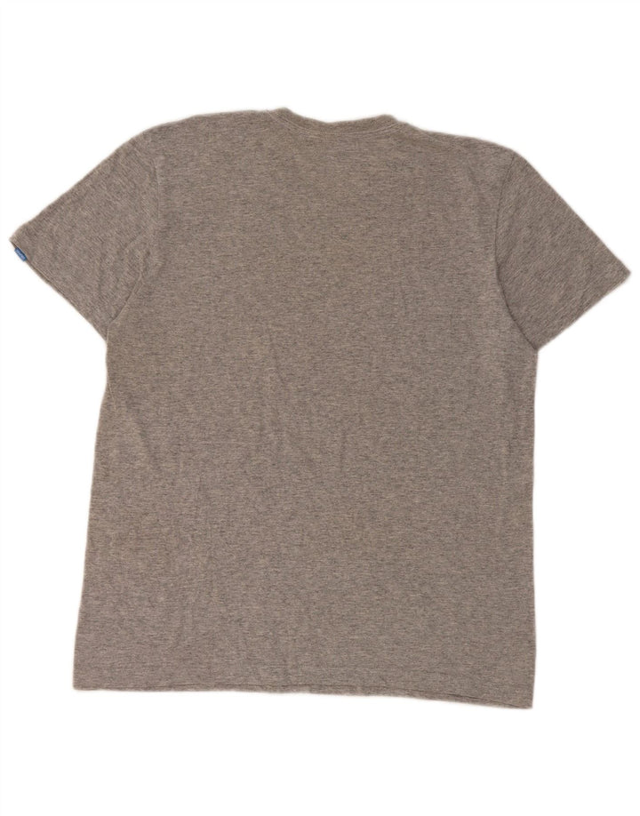 Adidas Hombre Camiseta Gráfica Top Algodón Moteado Gris Medio