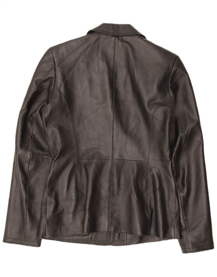 Cofi Chaqueta Blazer de Cuero con 2 Botones para Mujer UK 12 Medium Black