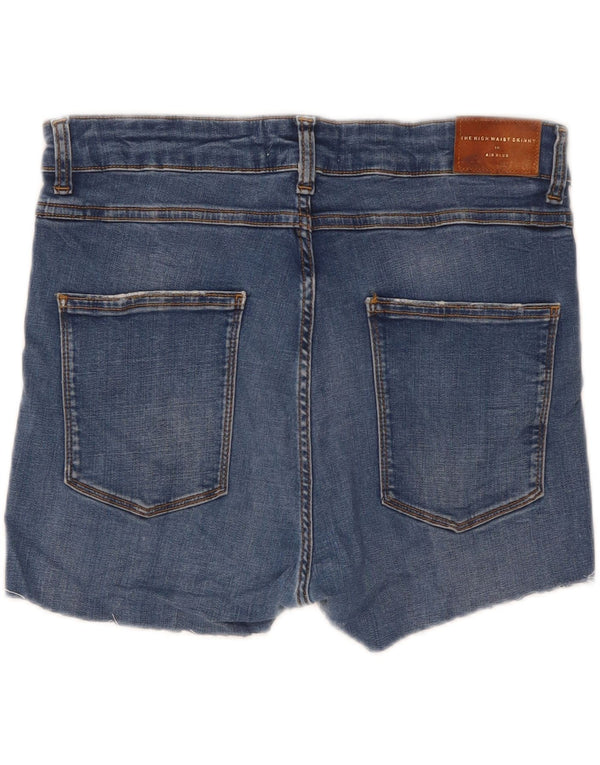 Zara Pantalones cortos vaqueros ajustados de cintura alta para mujer EU 44 XL W34 Azul