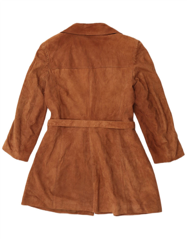 Vintage mujer ante abrigo IT 52 2XL cuero marrón