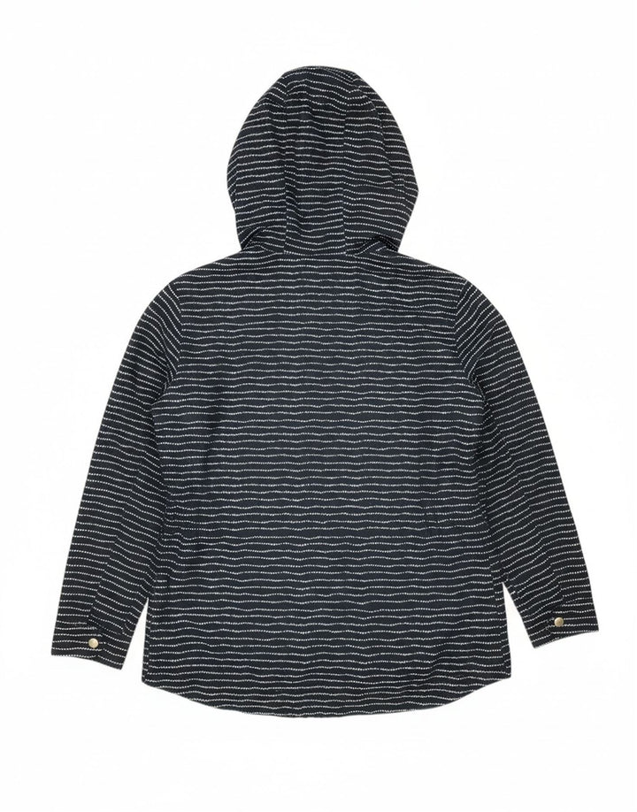 PACO Womens Hooded Rain Jacket UK 14 Large Navy Blue Striped Polyester