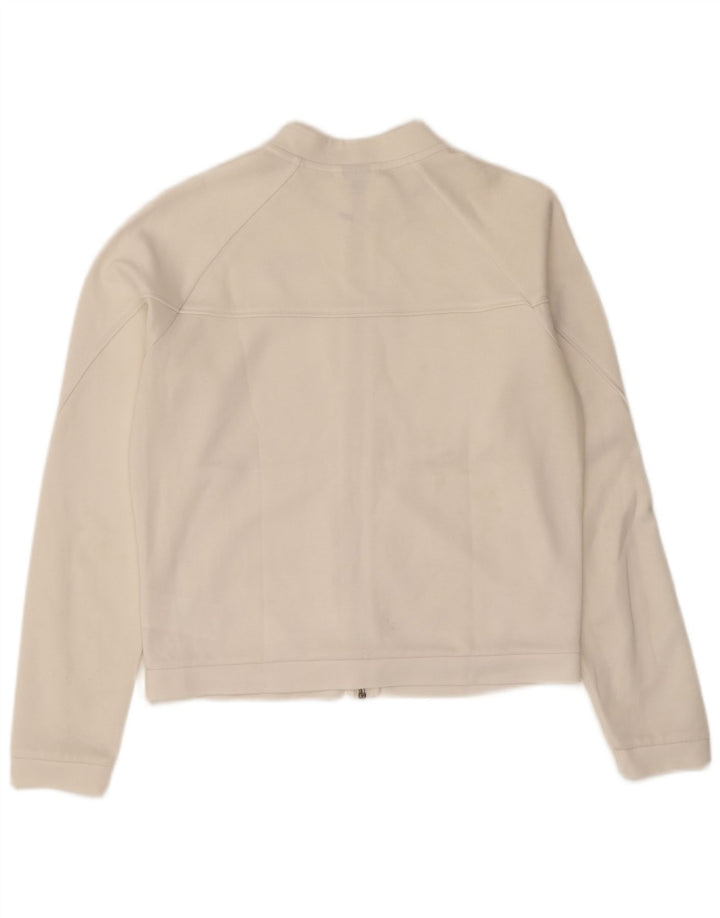 Puma Mujer Crop Oversize Chándal Top Chaqueta Reino Unido 10 Pequeño Poliéster Blanco