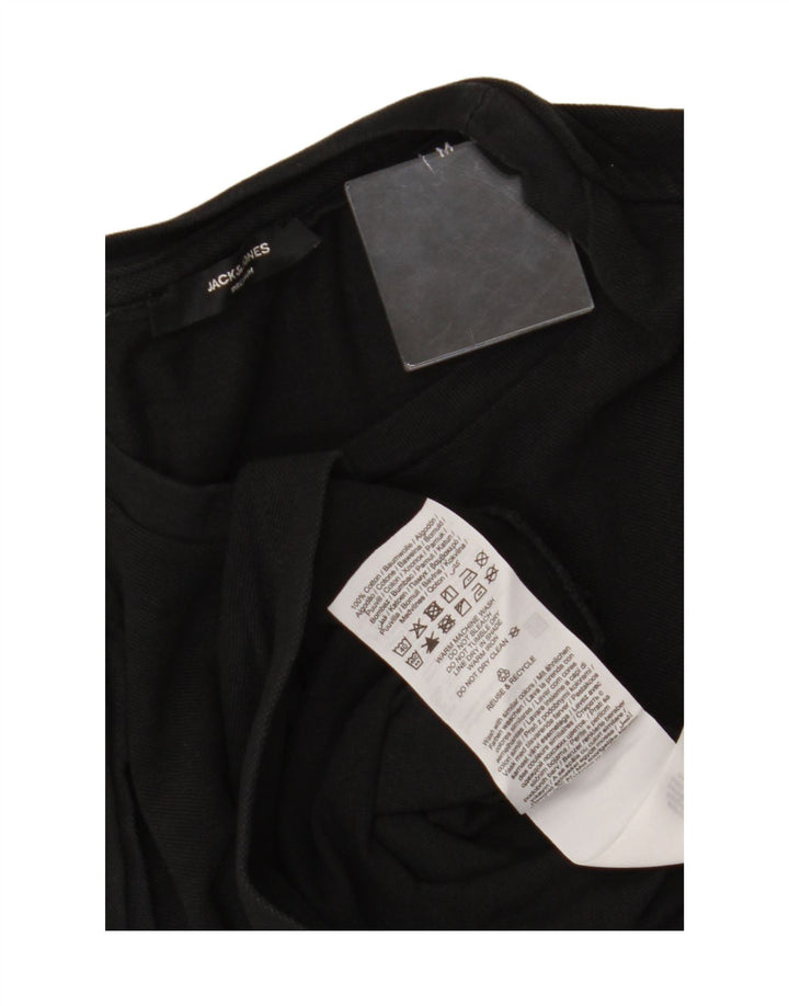 JACK & JONES Mens T-Shirt Top Medium Black Cotton