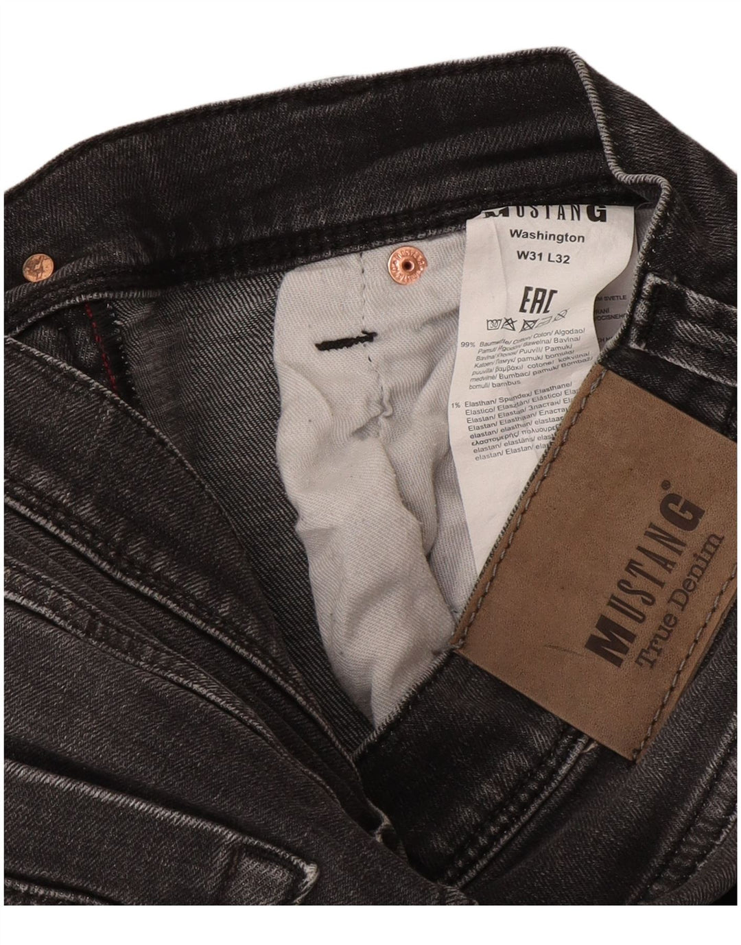 Mustang Vaqueros rectos Washington para hombre W31 L32 Algodón gris
