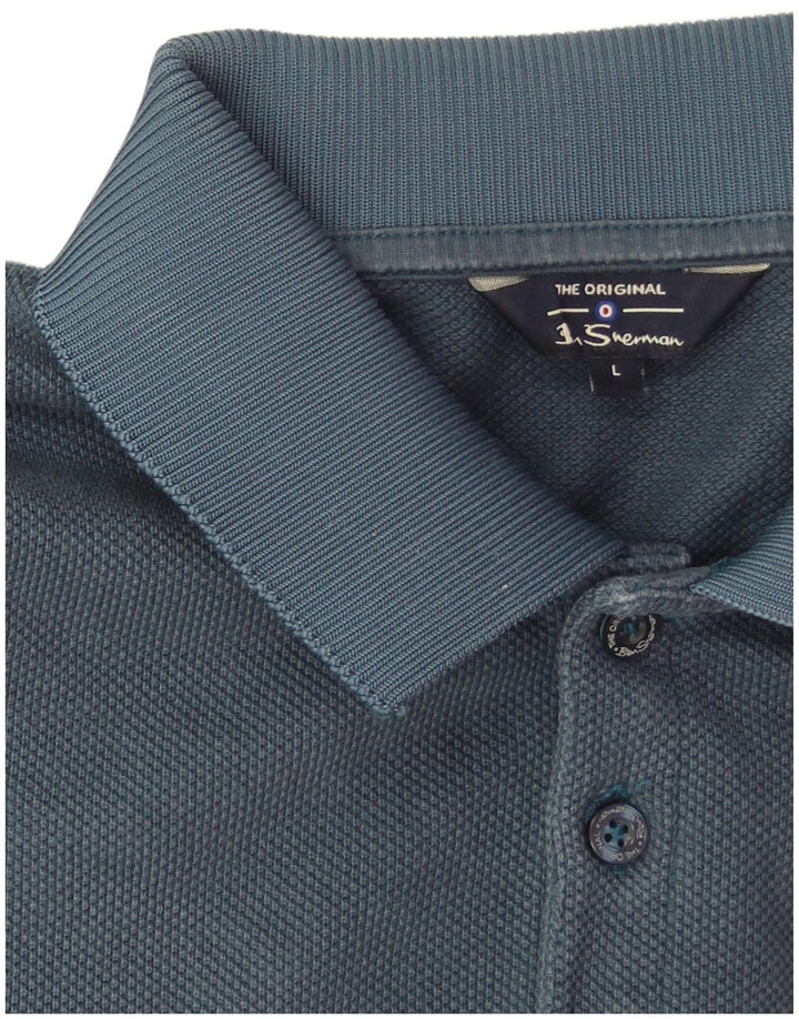 Ben Sherman Polo para hombre grande de algodón azul