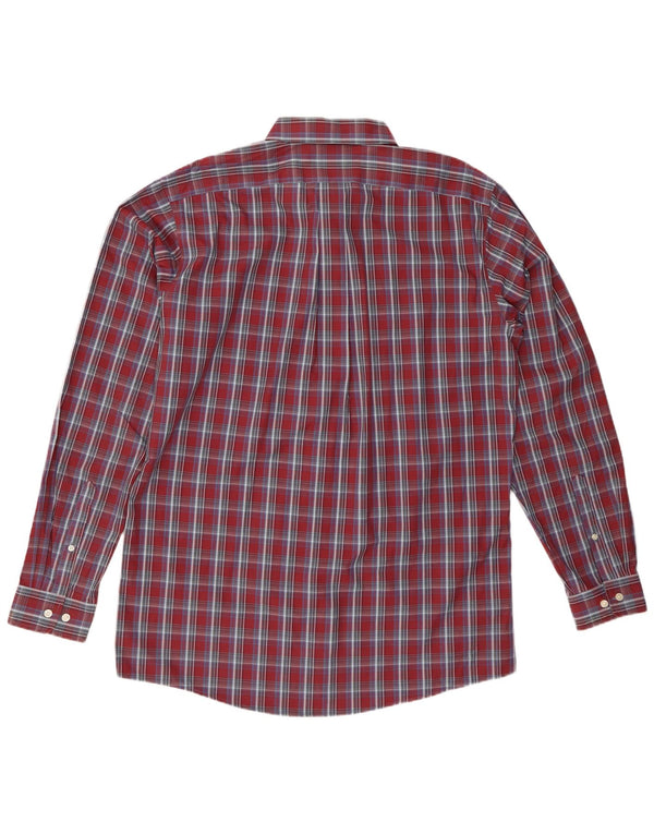 Eddie Bauer Camisa alta de corte clásico para hombre Algodón a cuadros burdeos grande