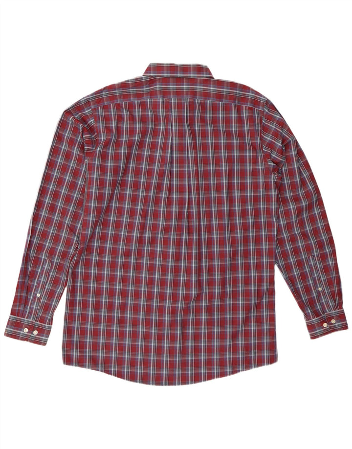 Eddie Bauer Camisa alta de corte clásico para hombre Algodón a cuadros burdeos grande