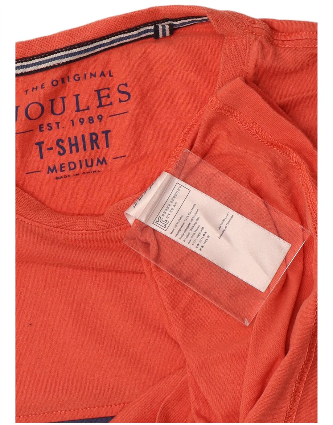 Camiseta Joules Hombre Top Medium Naranja Colorblock Algodón