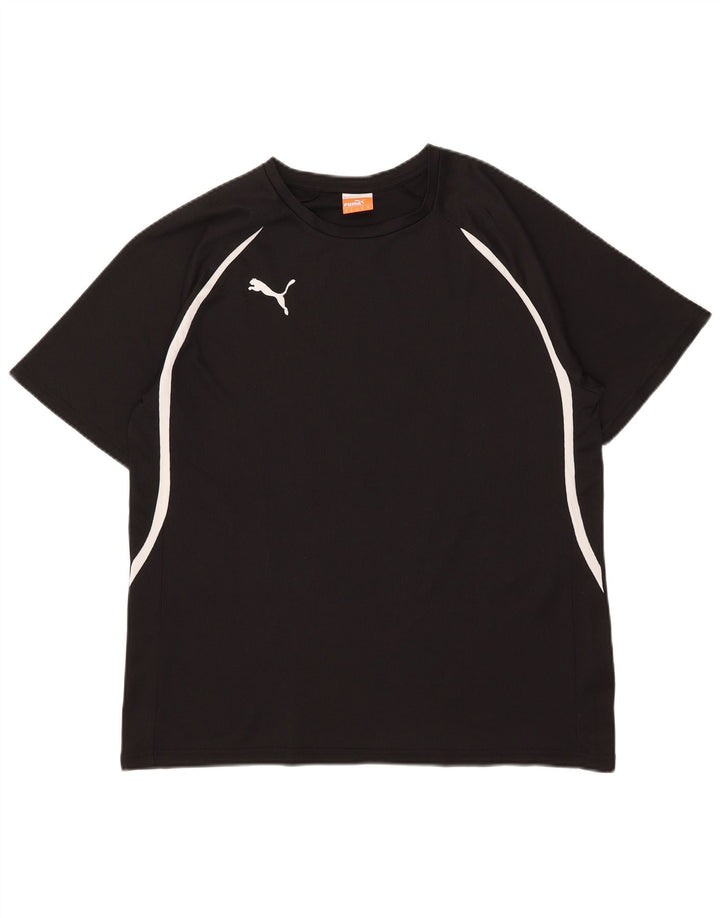 Puma Camiseta gráfica para hombre Top poliéster a rayas negras medianas