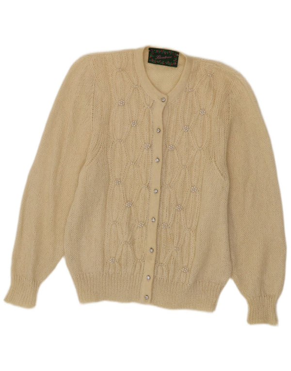 Beatrice Suéter Cárdigan para Mujer UK 10 Small Beige Mohair