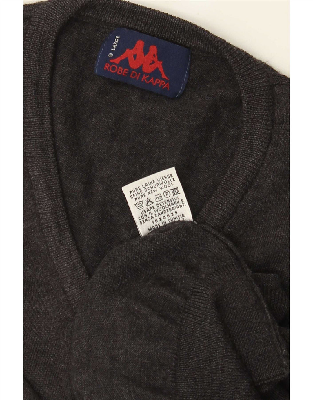 Kappa Jersey con cuello en V para hombre de lana gris grande